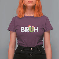 Funny Christmas Bruh T Shirt For Women Candy Cane Santa Hat Festive Xmas Matching - Wonder Print Shop
