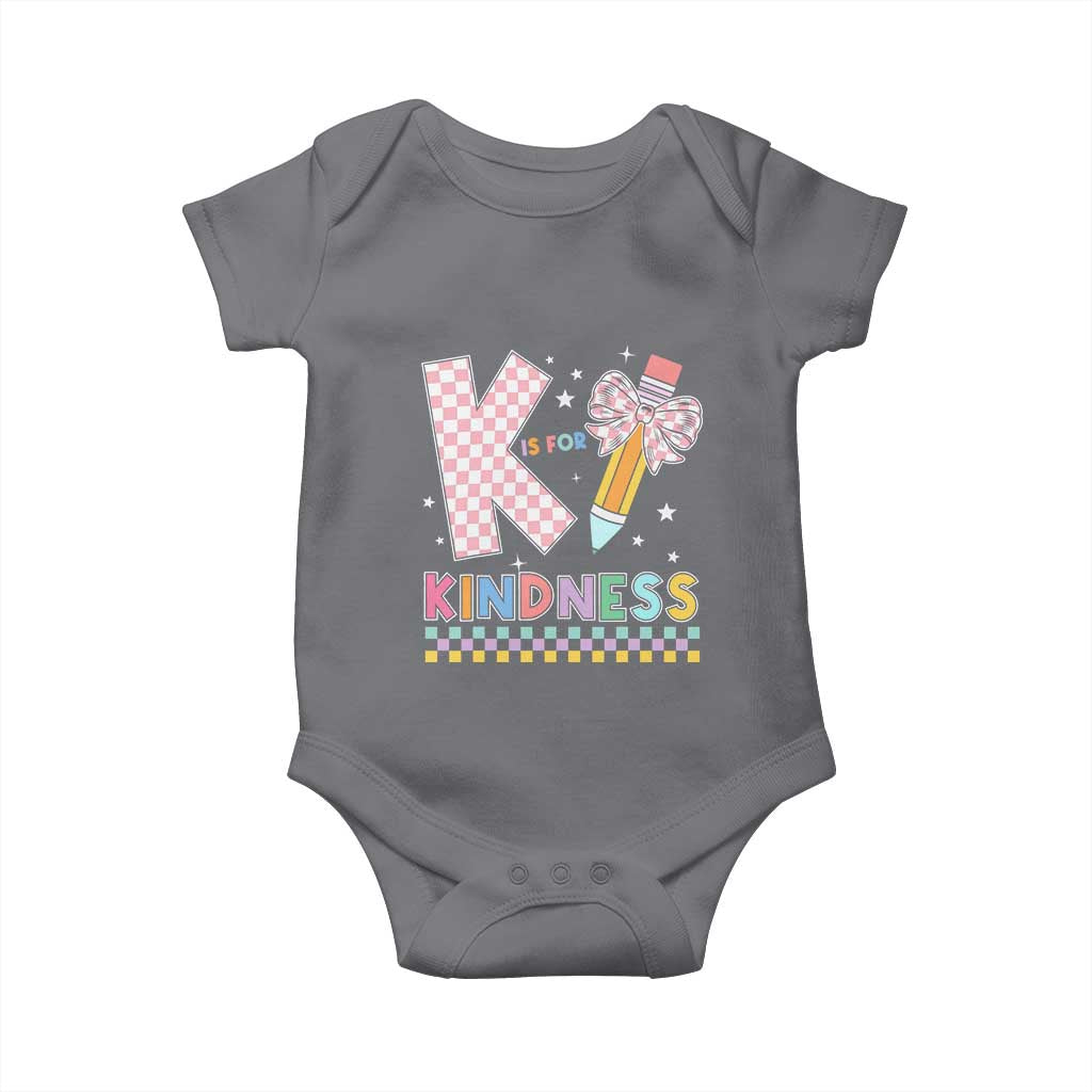 K Is For Kindness Baby Onesie Cute Pencil Bow Teacher Be Kind