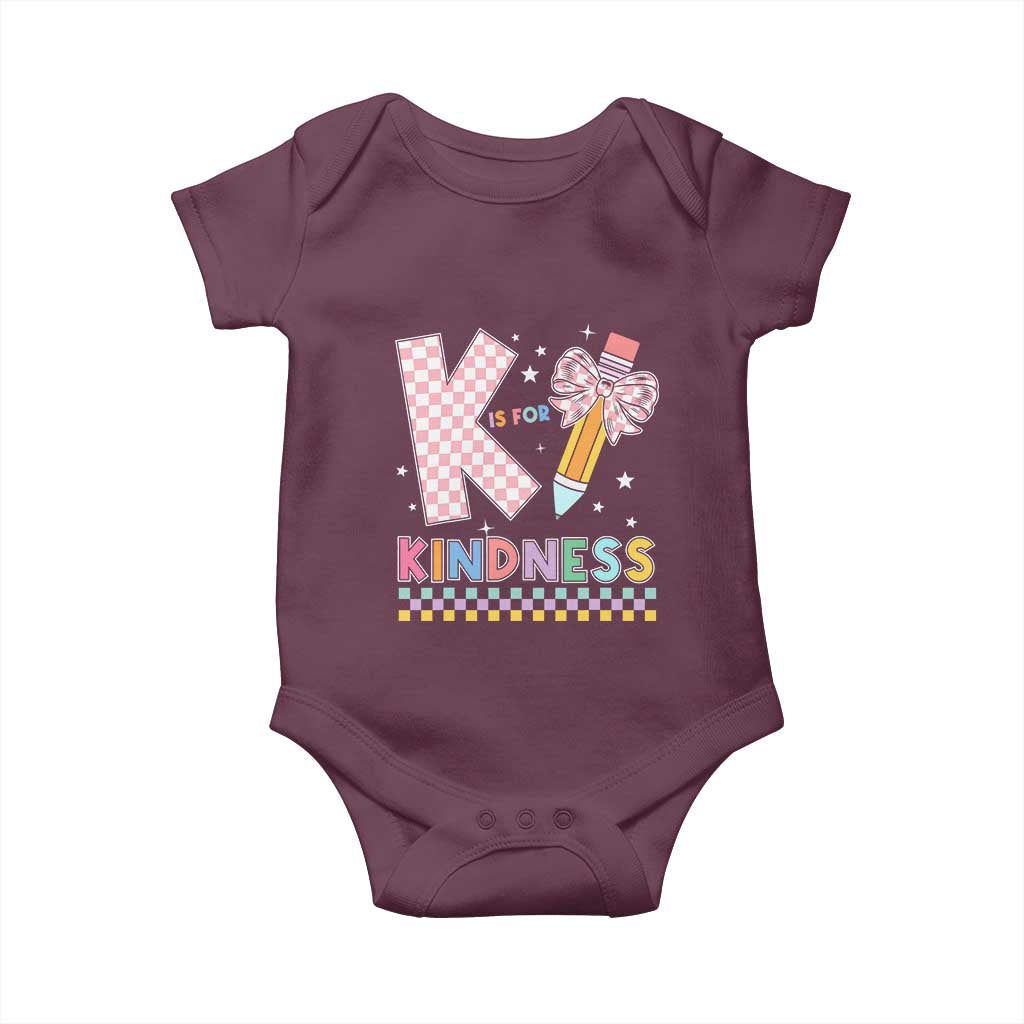 K Is For Kindness Baby Onesie Cute Pencil Bow Teacher Be Kind