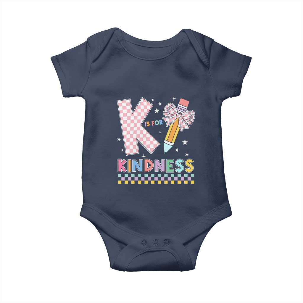 K Is For Kindness Baby Onesie Cute Pencil Bow Teacher Be Kind
