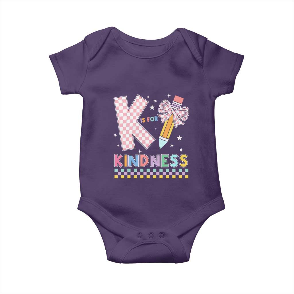 K Is For Kindness Baby Onesie Cute Pencil Bow Teacher Be Kind