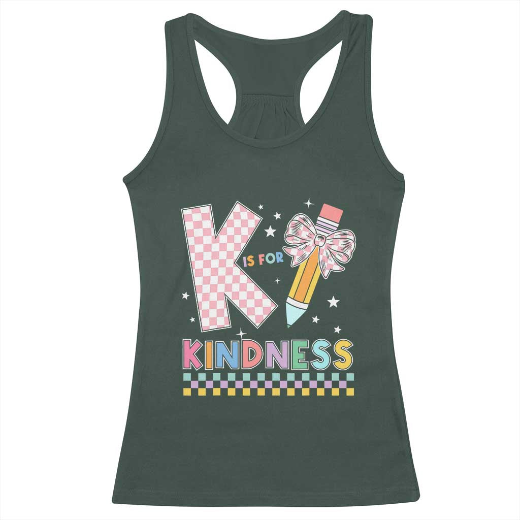 K Is For Kindness Racerback Tank Top Cute Pencil Bow Teacher Be Kind