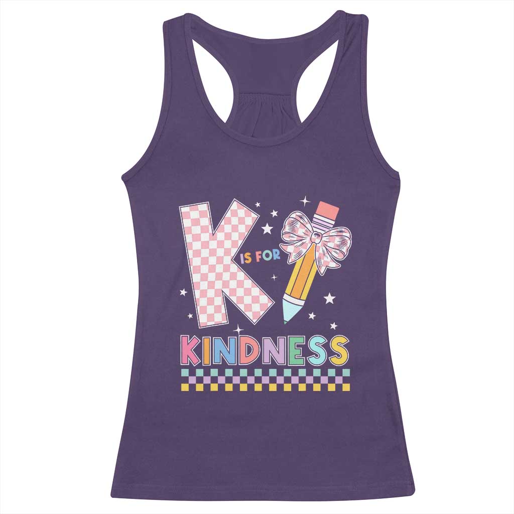 K Is For Kindness Racerback Tank Top Cute Pencil Bow Teacher Be Kind