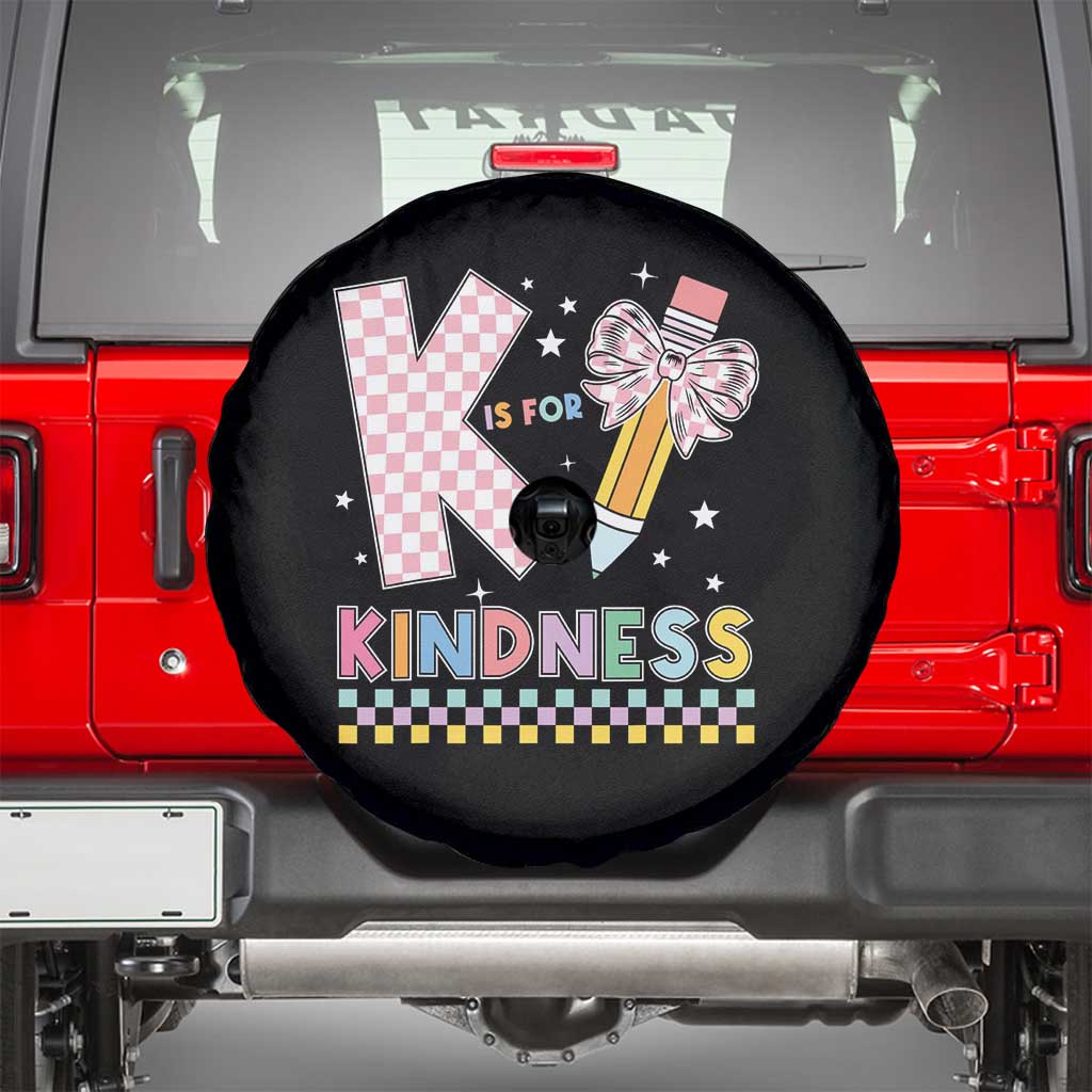 K Is For Kindness Spare Tire Cover Cute Pencil Bow Teacher Be Kind
