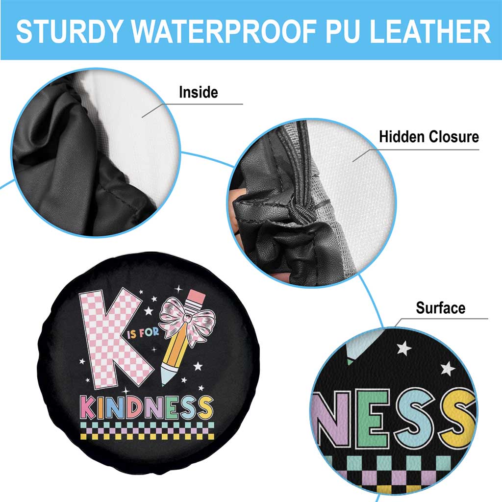 K Is For Kindness Spare Tire Cover Cute Pencil Bow Teacher Be Kind