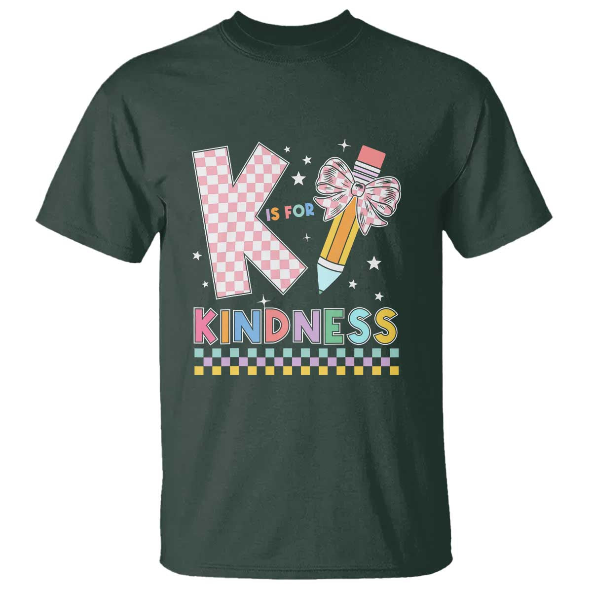 K Is For Kindness T Shirt Cute Pencil Bow Teacher Be Kind - Wonder Print Shop
