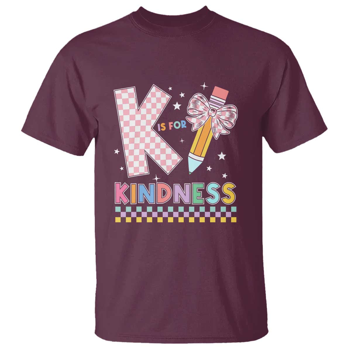 K Is For Kindness T Shirt Cute Pencil Bow Teacher Be Kind - Wonder Print Shop