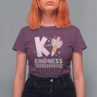 K Is For Kindness T Shirt For Women Cute Pencil Bow Teacher Be Kind - Wonder Print Shop