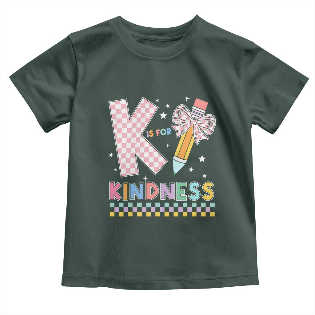 K Is For Kindness Toddler T Shirt Cute Pencil Bow Teacher Be Kind