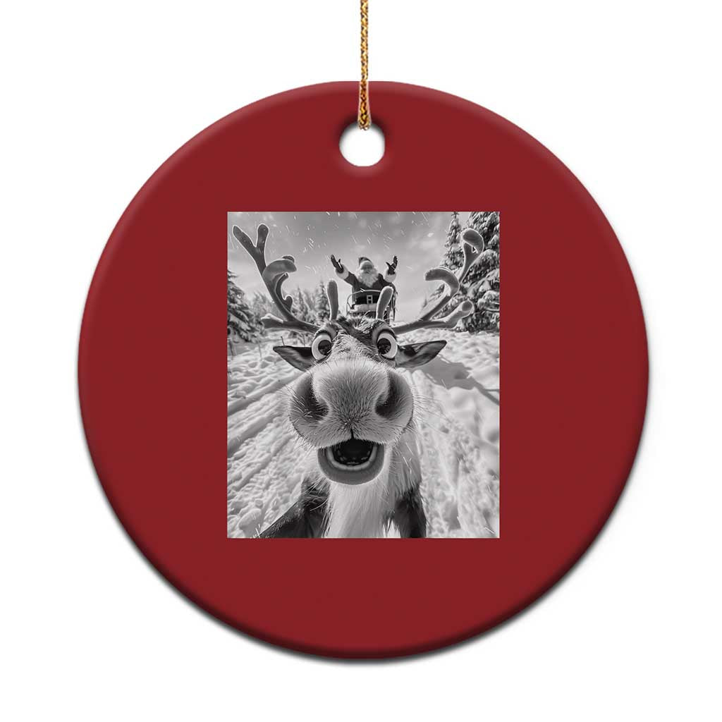 Funny Xmas Reindeer Selfie Christmas Ornament With Santa Xmas Gag Gift - Wonder Print Shop