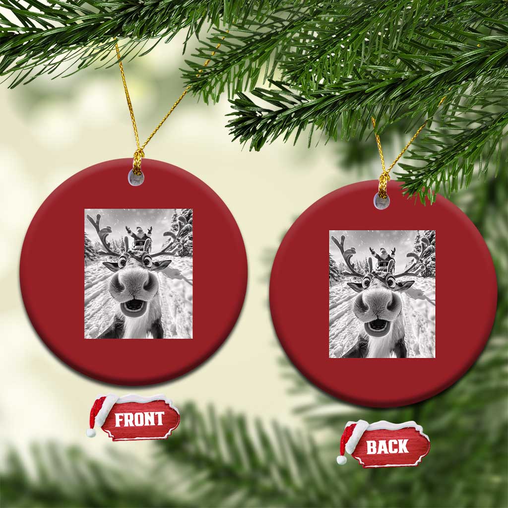 Funny Xmas Reindeer Selfie Christmas Ornament With Santa Xmas Gag Gift - Wonder Print Shop