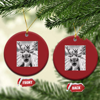 Funny Xmas Reindeer Selfie Christmas Ornament With Santa Xmas Gag Gift - Wonder Print Shop