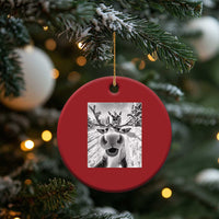 Funny Xmas Reindeer Selfie Christmas Ornament With Santa Xmas Gag Gift - Wonder Print Shop