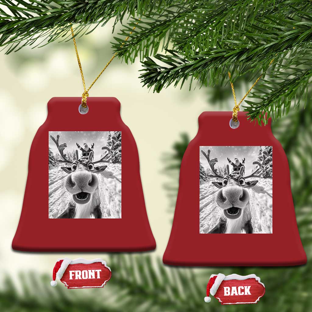 Funny Xmas Reindeer Selfie Christmas Ornament With Santa Xmas Gag Gift - Wonder Print Shop