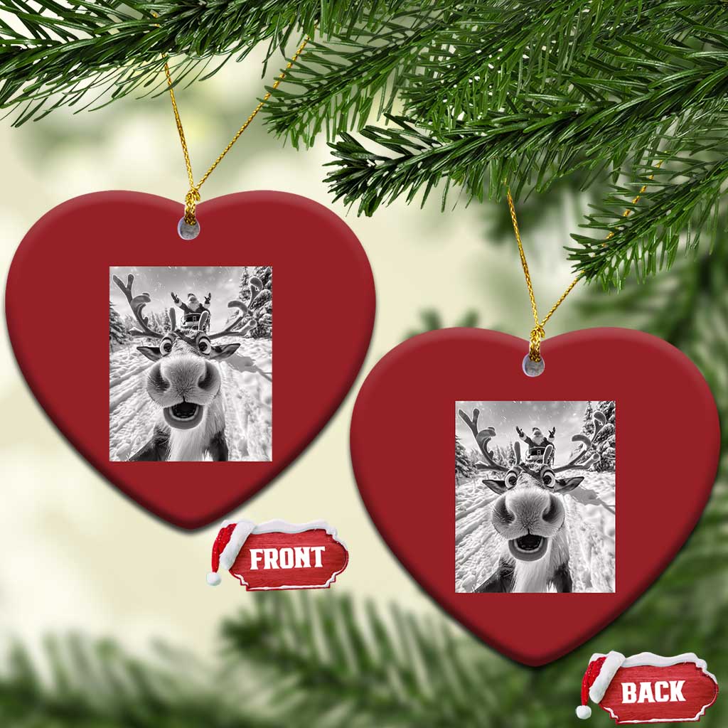 Funny Xmas Reindeer Selfie Christmas Ornament With Santa Xmas Gag Gift - Wonder Print Shop
