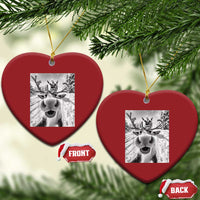 Funny Xmas Reindeer Selfie Christmas Ornament With Santa Xmas Gag Gift - Wonder Print Shop