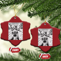 Funny Xmas Reindeer Selfie Christmas Ornament With Santa Xmas Gag Gift - Wonder Print Shop