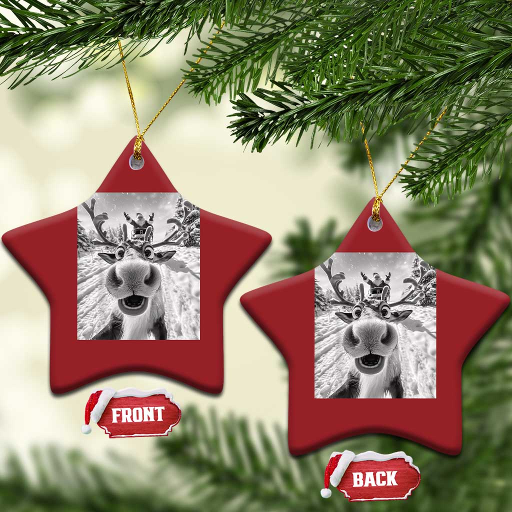Funny Xmas Reindeer Selfie Christmas Ornament With Santa Xmas Gag Gift - Wonder Print Shop