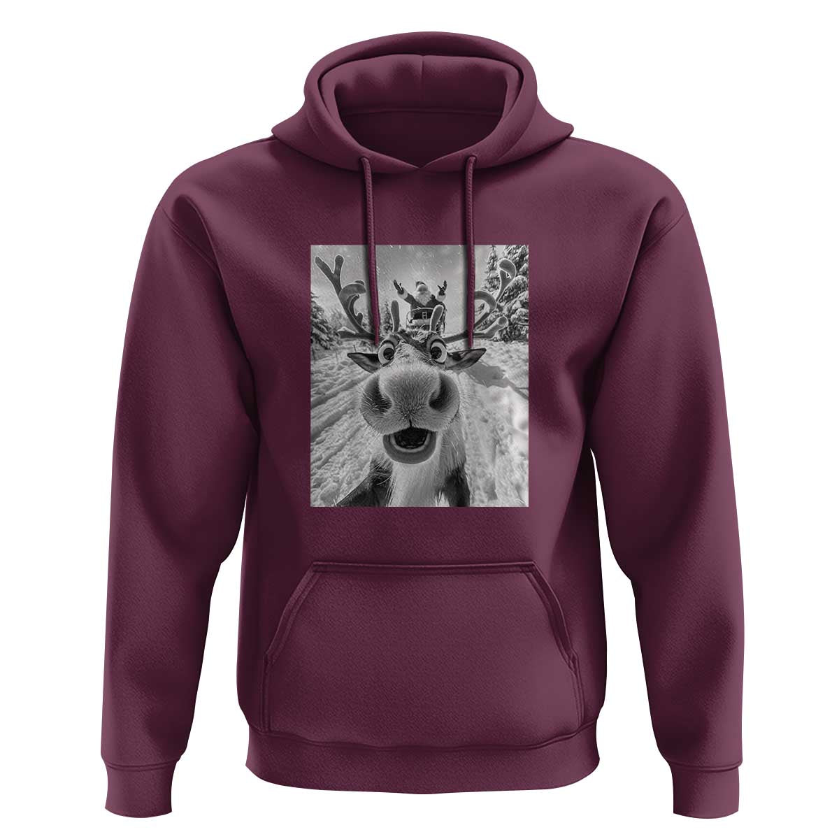 Funny Christmas Reindeer Selfie Hoodie With Santa Xmas Gag Gift