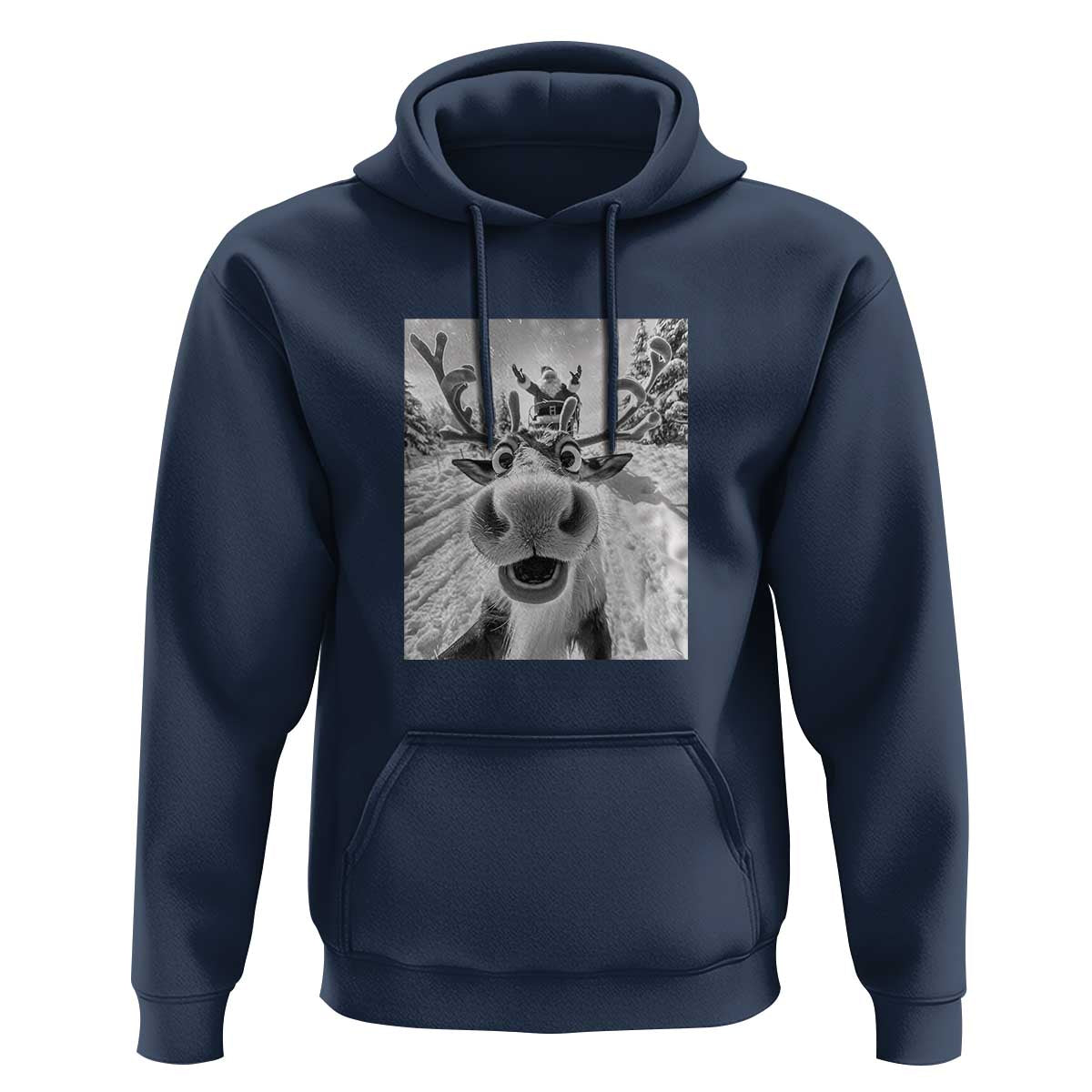 Funny Christmas Reindeer Selfie Hoodie With Santa Xmas Gag Gift