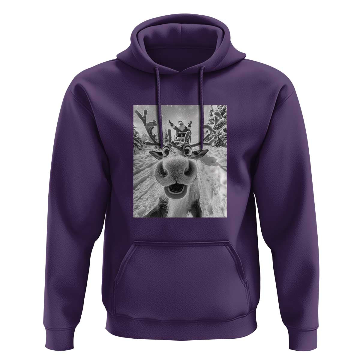 Funny Christmas Reindeer Selfie Hoodie With Santa Xmas Gag Gift