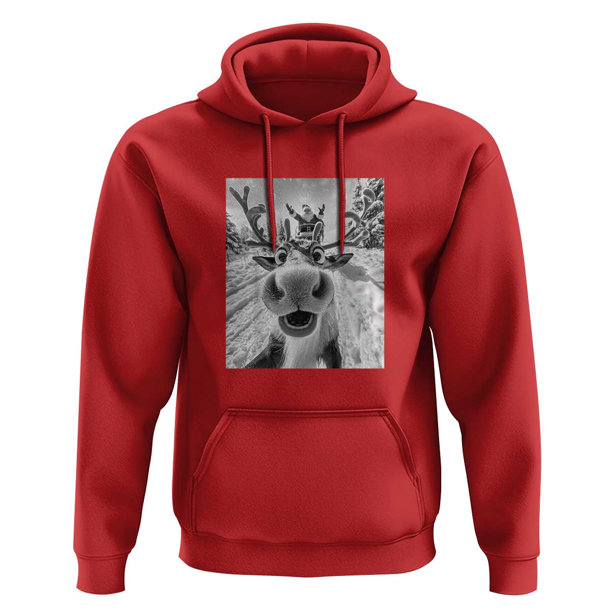 Funny Christmas Reindeer Selfie Hoodie With Santa Xmas Gag Gift