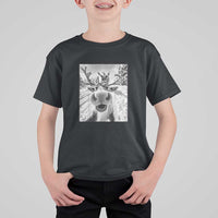 Funny Christmas Reindeer Selfie T Shirt For Kid With Santa Xmas Gag Gift - Wonder Print Shop