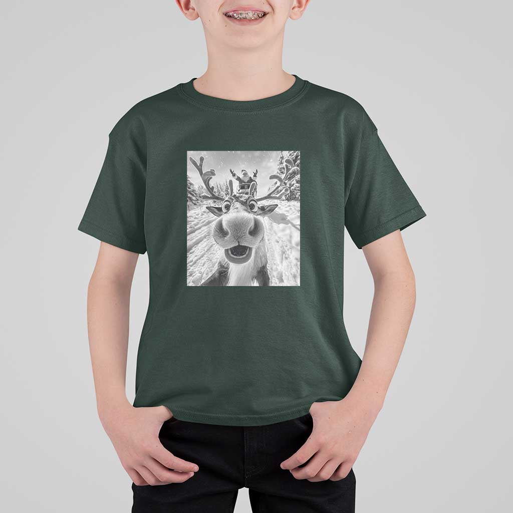 Funny Christmas Reindeer Selfie T Shirt For Kid With Santa Xmas Gag Gift - Wonder Print Shop