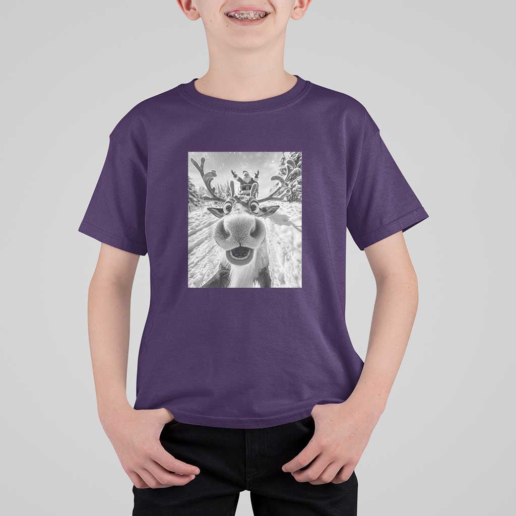 Funny Christmas Reindeer Selfie T Shirt For Kid With Santa Xmas Gag Gift - Wonder Print Shop
