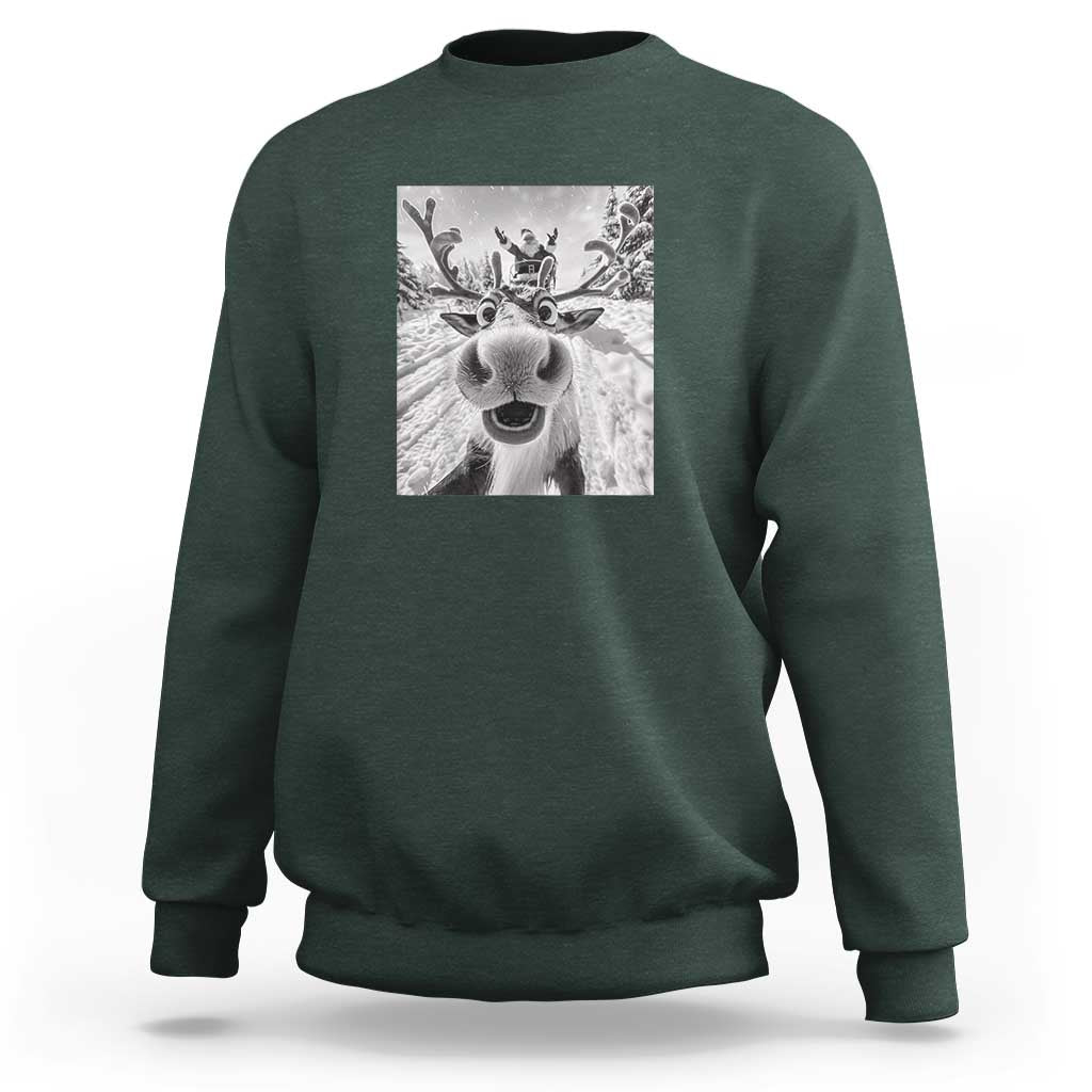 Funny Christmas Reindeer Selfie Sweatshirt With Santa Xmas Gag Gift - Wonder Print Shop