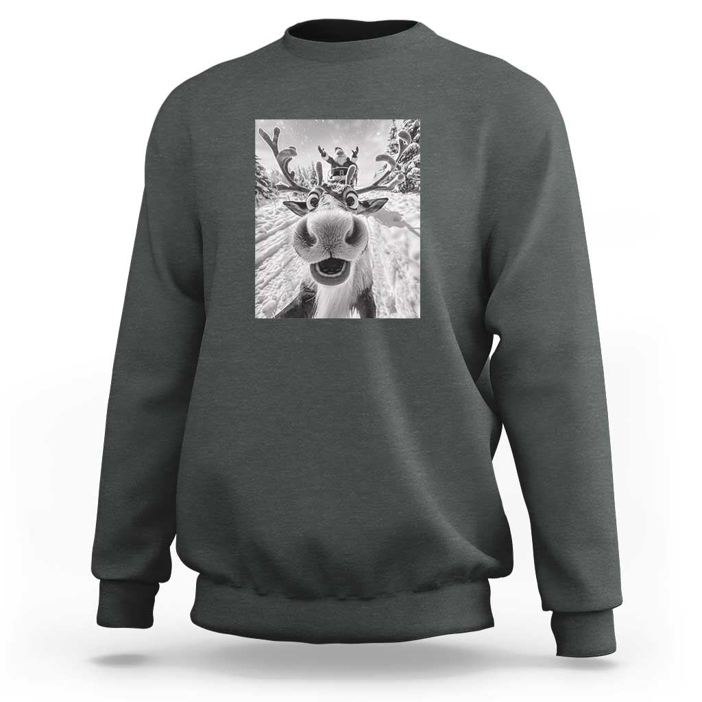 Funny Christmas Reindeer Selfie Sweatshirt With Santa Xmas Gag Gift - Wonder Print Shop