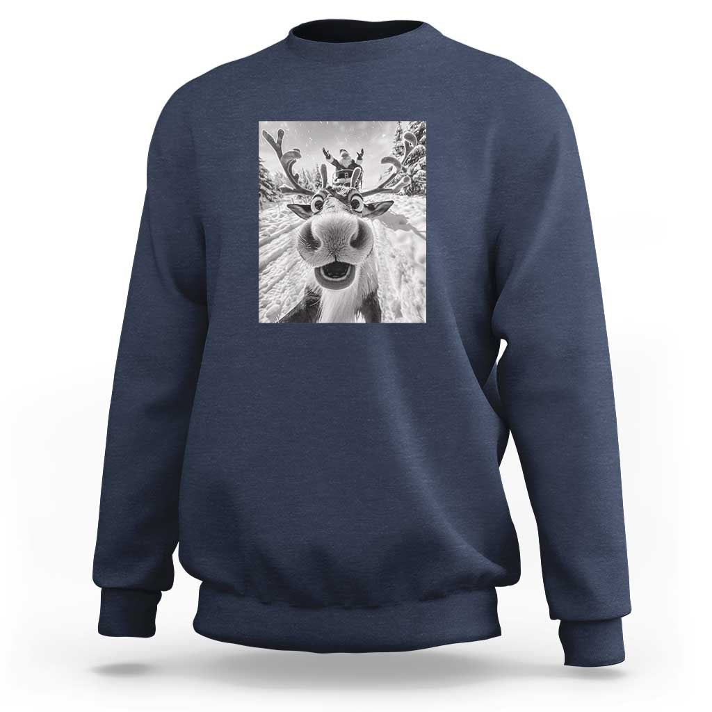 Funny Christmas Reindeer Selfie Sweatshirt With Santa Xmas Gag Gift - Wonder Print Shop