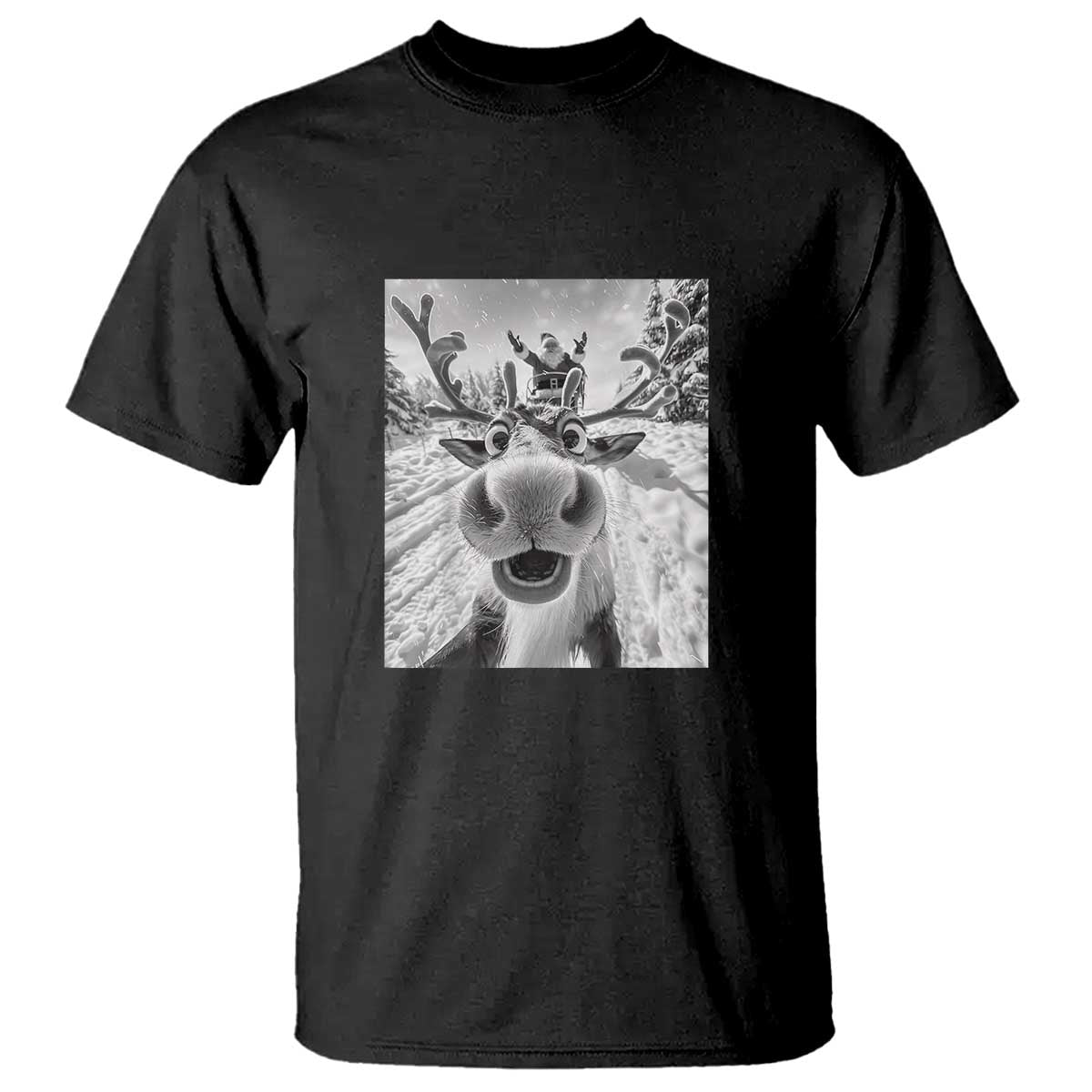 Funny Christmas Reindeer Selfie T Shirt With Santa Xmas Gag Gift - Wonder Print Shop