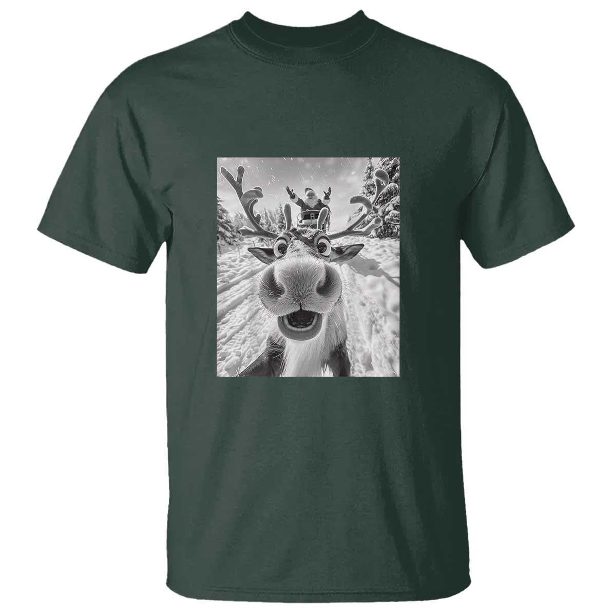 Funny Christmas Reindeer Selfie T Shirt With Santa Xmas Gag Gift - Wonder Print Shop