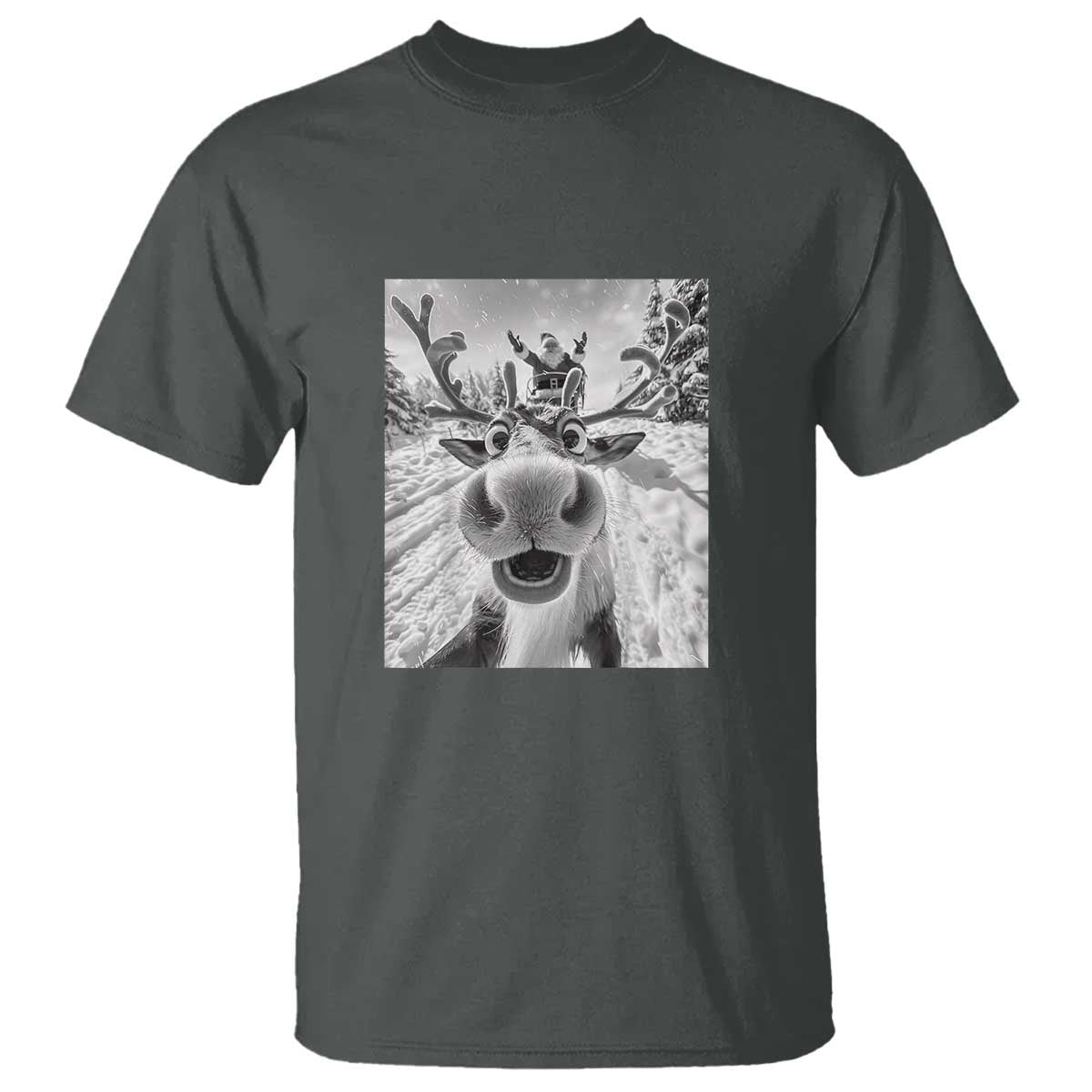 Funny Christmas Reindeer Selfie T Shirt With Santa Xmas Gag Gift - Wonder Print Shop