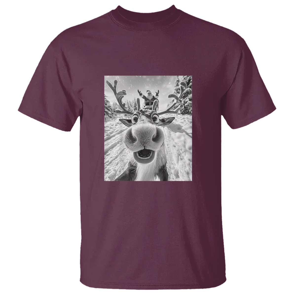 Funny Christmas Reindeer Selfie T Shirt With Santa Xmas Gag Gift - Wonder Print Shop