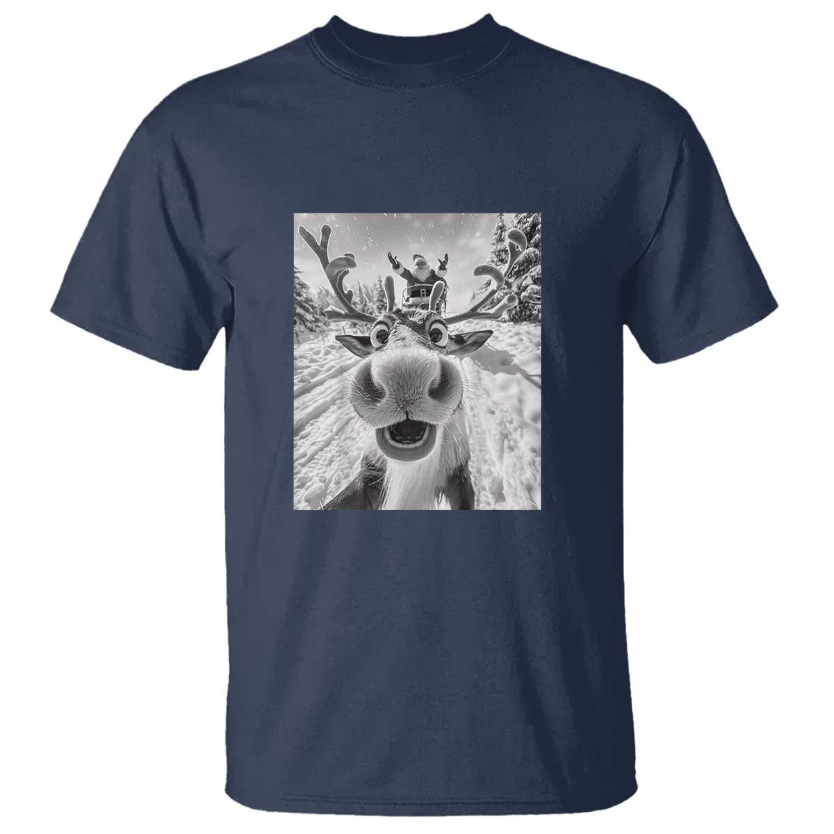 Funny Christmas Reindeer Selfie T Shirt With Santa Xmas Gag Gift - Wonder Print Shop