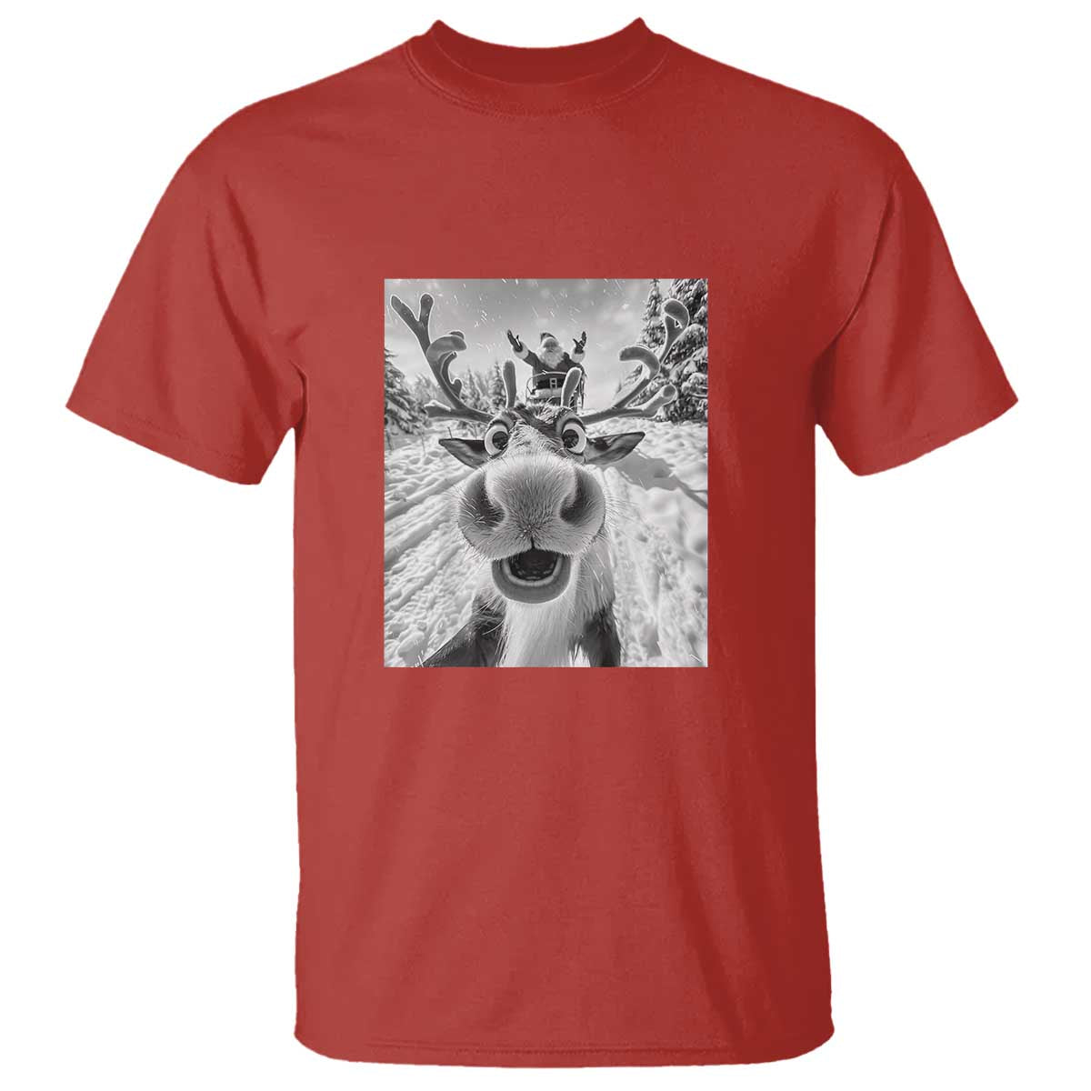 Funny Christmas Reindeer Selfie T Shirt With Santa Xmas Gag Gift - Wonder Print Shop