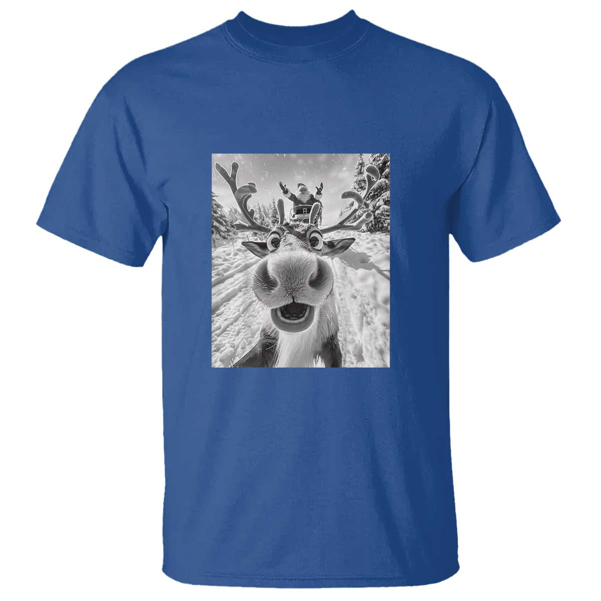 Funny Christmas Reindeer Selfie T Shirt With Santa Xmas Gag Gift - Wonder Print Shop
