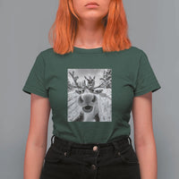 Funny Christmas Reindeer Selfie T Shirt For Women With Santa Xmas Gag Gift - Wonder Print Shop