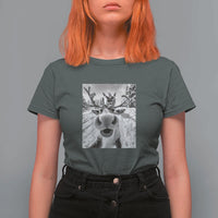 Funny Christmas Reindeer Selfie T Shirt For Women With Santa Xmas Gag Gift - Wonder Print Shop
