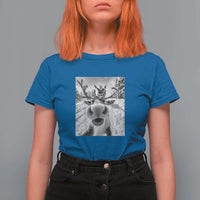 Funny Christmas Reindeer Selfie T Shirt For Women With Santa Xmas Gag Gift - Wonder Print Shop