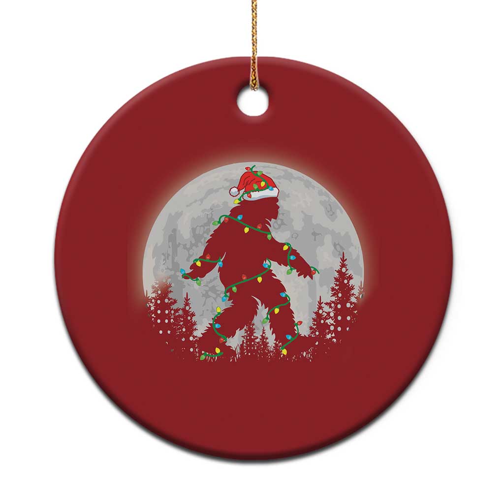 Xmas Bigfoot Christmas Ornament Sasquatch with Santa Hat Xmas Tree Lights - Wonder Print Shop