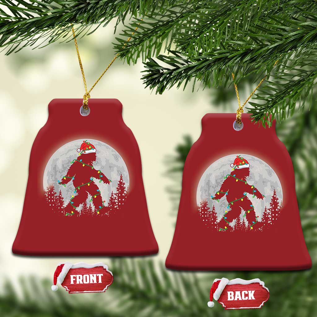 Xmas Bigfoot Christmas Ornament Sasquatch with Santa Hat Xmas Tree Lights - Wonder Print Shop