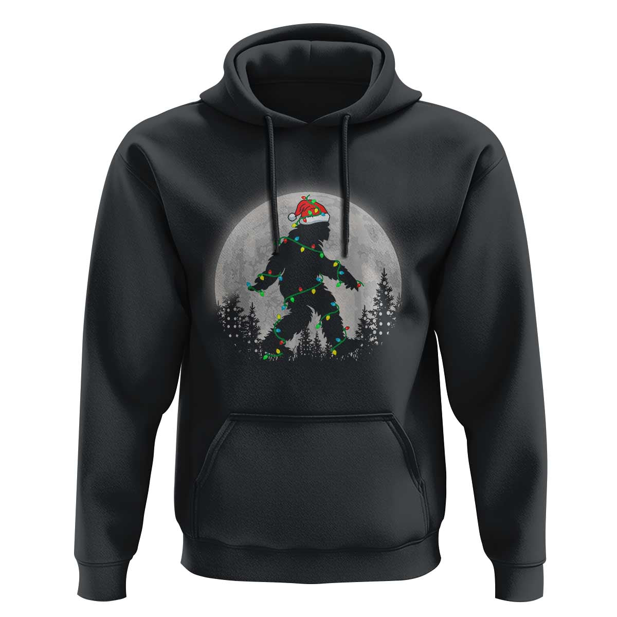 Christmas Bigfoot Hoodie Sasquatch with Santa Hat Xmas Tree Lights