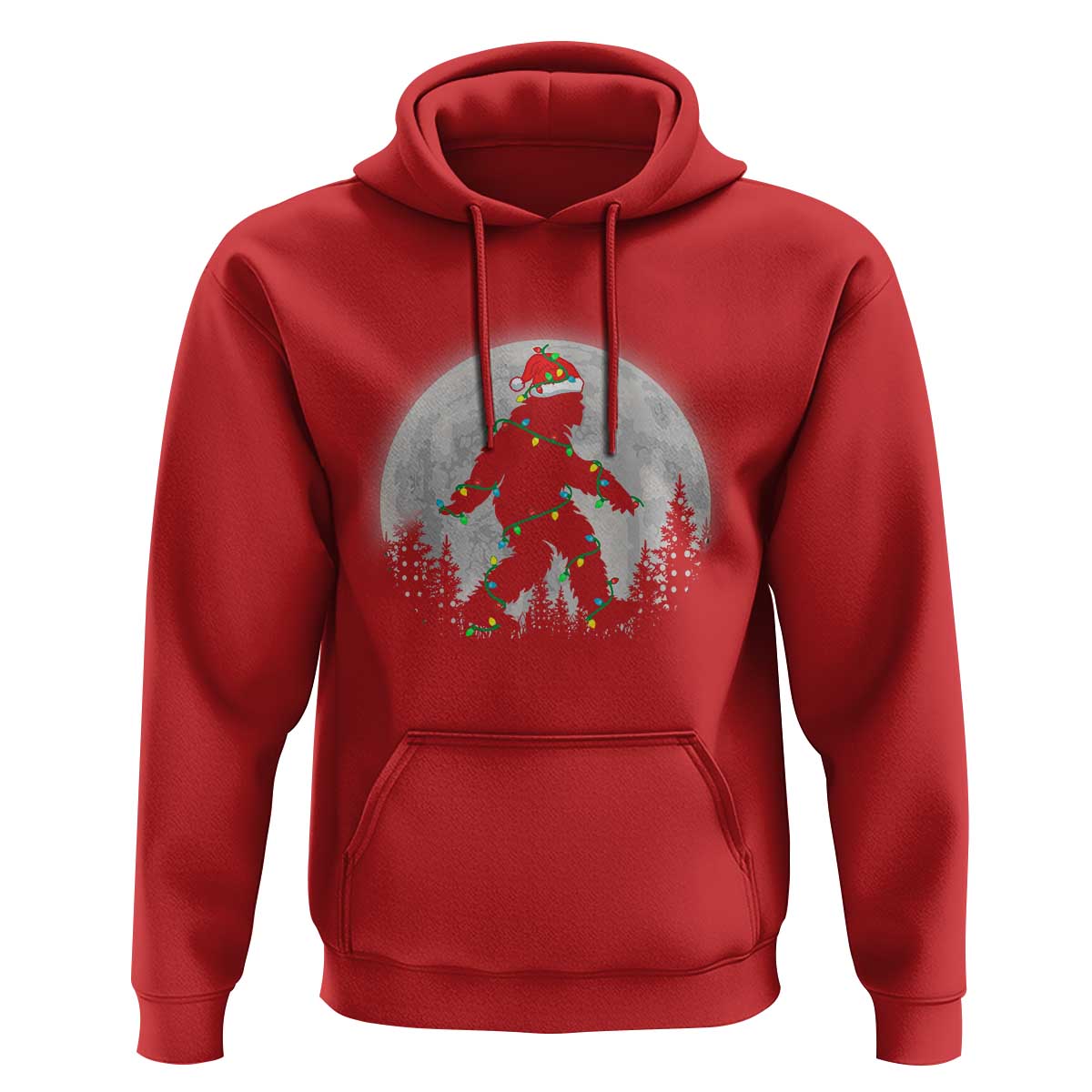 Christmas Bigfoot Hoodie Sasquatch with Santa Hat Xmas Tree Lights