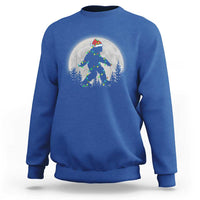 Christmas Bigfoot Sweatshirt Sasquatch with Santa Hat Xmas Tree Lights - Wonder Print Shop