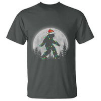 Christmas Bigfoot T Shirt Sasquatch with Santa Hat Xmas Tree Lights - Wonder Print Shop