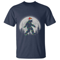 Christmas Bigfoot T Shirt Sasquatch with Santa Hat Xmas Tree Lights - Wonder Print Shop