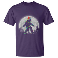 Christmas Bigfoot T Shirt Sasquatch with Santa Hat Xmas Tree Lights - Wonder Print Shop